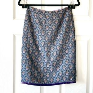 Y2k Anthropologie Nanette Lepore Vintage Botanical Floral Skirt Purple Size 4